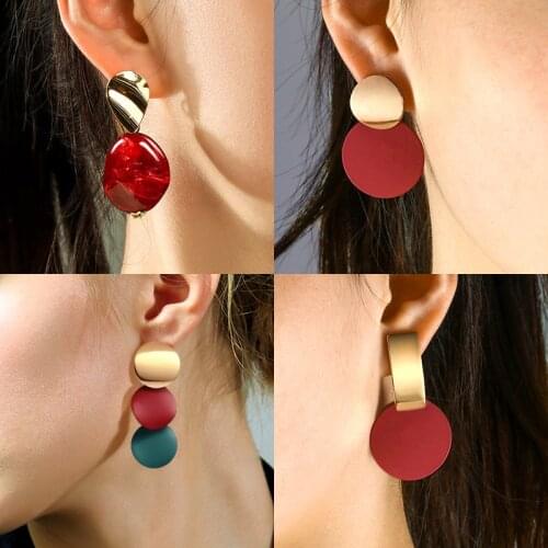 New Statement Drop Earrings For Women Fashion Gold Earrings Acrylic Geometric Red Dangle Earring 2019 Wedding Brinco Jewelry