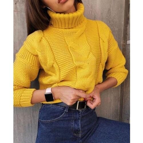 Women Fashion Loose Turtleneck Sweaters Womens Short Style Pullovers Casual Twist Warm Sweater Korean Style Winter Clothes