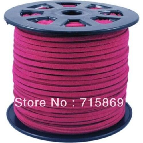 3mm 100Yard Fuchsia Faux Suede Leather Cord Lace Cord for Jewellery Making and Crafts