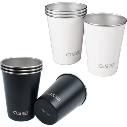 4 Pcs 350ml Portable Camping Tea Milk Coffee Cups Hiking Stainless Steel Mugs
