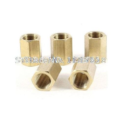 5pcs 1/8"PT Female Brass Full Port Hex Rod Pipe Tube Fitting Connector Nut