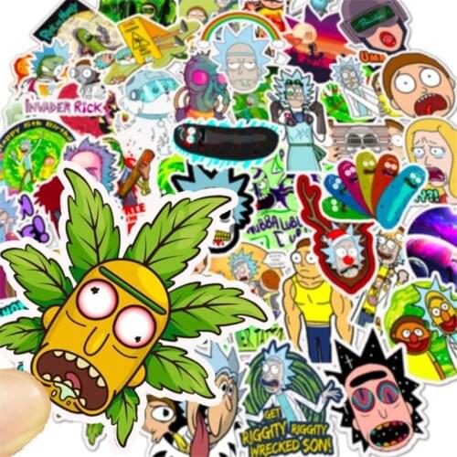 50PCS Cartoon Rick and Motry Sticker Waterproof for Laptop Skateboard Suitcase Guitar Furniture Decal DIY Toy Sticker