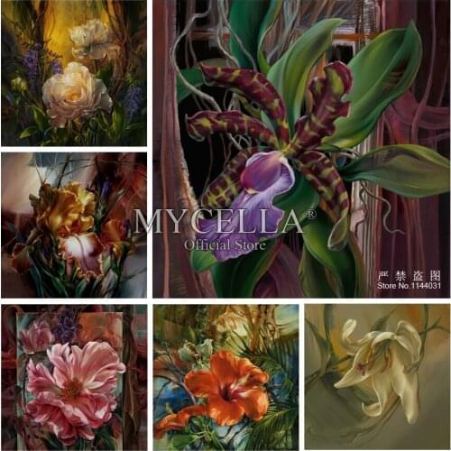 5D DIY Diamond Painting Flowers Diamond Embroidery Rhinestone Kits Cross Stitch Full Round Drill Needlework Mosaic Home Decor