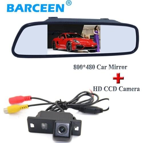 Car reserve camera original 170 angle lens plastic shell+car reversing mirror 4.3" for Audi A4L 2013~2014 / TT/ A5/ A6/Q5