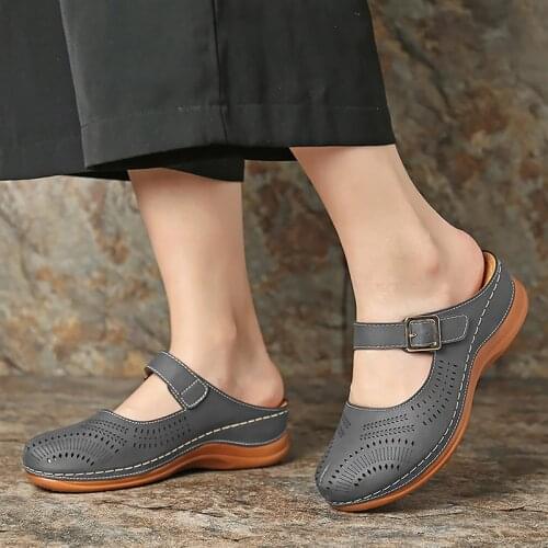 Ladies Sandals Summer Shoes 2021 Soft Sewing Gladiator sandals for women Retro Buckle Wedges Platform Female sandal Size 43