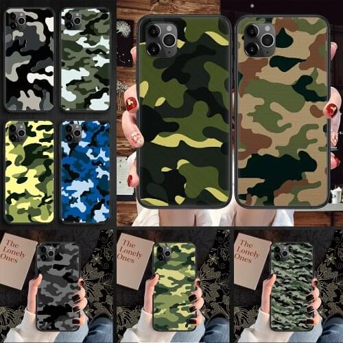 Camouflage Pattern Camo Phone Case Cover Hull For iphone 5 5s se 2 6 6s 7 8 12 mini plus X XS XR 11 PRO MAX black luxury back