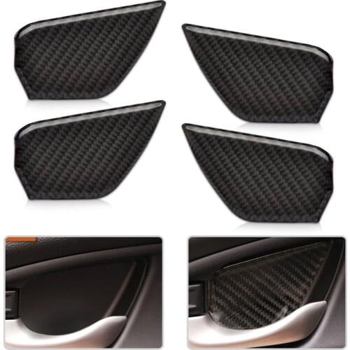 DWCX New 4Pcs Car Carbon Fiber Interior Door Handle Bowl Cover Trim Decoration 10.8cm x 5.3cm x 0.1cm Fit for Honda Civic 2016