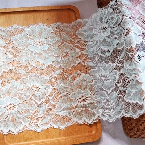 2 Yards 22 CM Width Green Floral Soft Stretch Elastic Lace Trim For Bra Lingerie Sewing Clothes Underwear Fabric Accessories DIY