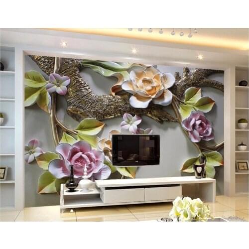 CJSIR Custom Photo Wallpaper Mural 3D Flower Bird Embossed Wall Decorative Painting Papel De Parede Wall Papers Home Decor