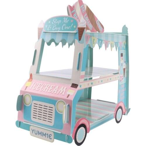 Hot Ice Cream Van Stand Cars Display Stand Cupcakes Event Party Disposable Birthday Decoration Cupcake Sugar Sweets Crafts Displ