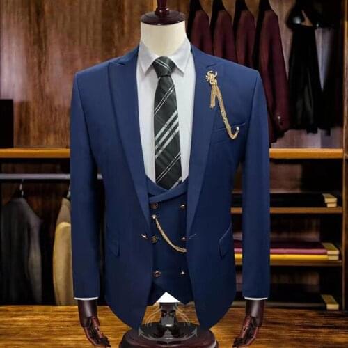 Fashion High quality Man Suit Slim Fit Blazer Best Man Groom Wedding Tuxedo Firmal Evening Party Dress Mens Suits 3 PCS Set