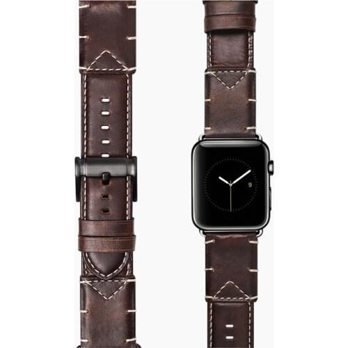 Crazy Horse Leather Watchbands for Apple Watch Sport Band 42mm Strap Reloj Watch Accessories for iWatch 1/2/3/4