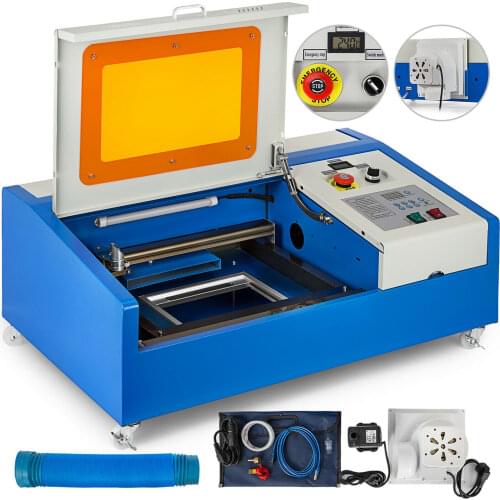 40W CO2 Laser Engraver Cutter Engraving Cutting Machine USB 300x200mm LCD+ 4 Wheels