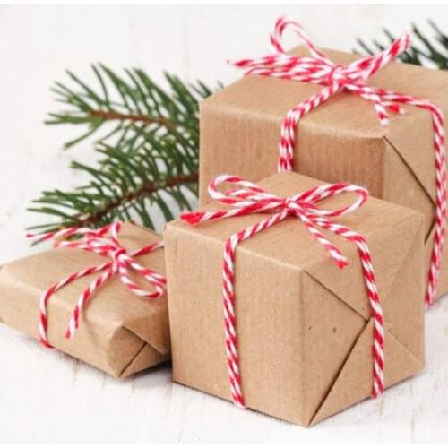 100m/roll 2mm Two Color Mixed Christmas Cotton Bakers Twine Ribbon for Gift Wrapping Gardening DIY Art Craft Supplies