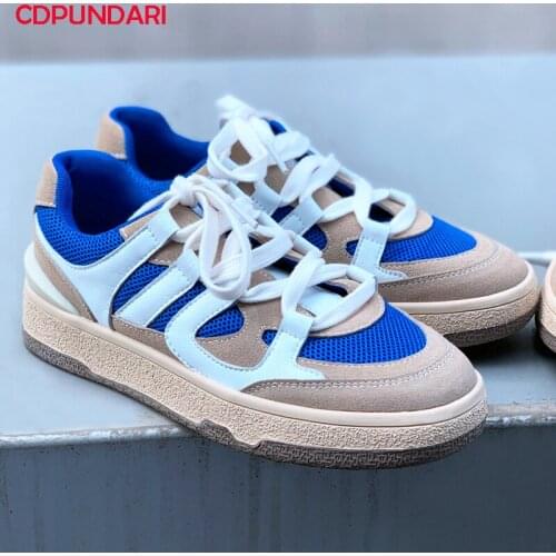 Patchwork Genuine Leather Lace up Flat Platform Sneakers Women Spring Summer Luxury Casual Flats Shoes Comfortable