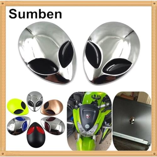 1 Pair 3D Alien Eye Logo UFO Metal Sticker 3M Emblem Badge Auto Motorcycle Accessories Car Styling Office Computer Decoration
