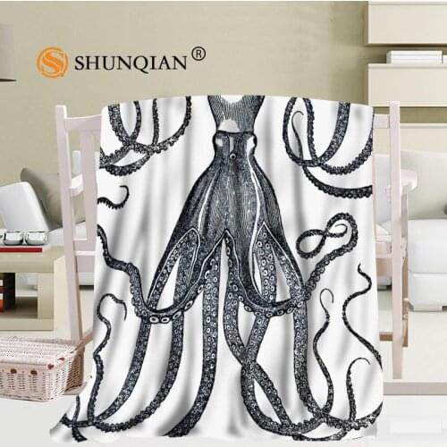 Custom Art Octopus Blanket Soft DIY Your Picture Decoration Bedroom Size 56x80Inch,50X60Inch,40X50Inch A7.10