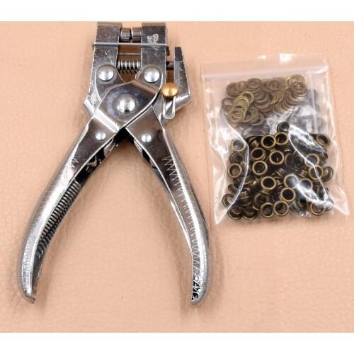 Pliers + 100 sets eyelets.Hollow rivets.5mm eyelets installation tool.4.5MM punching pliers.Labor-saving and silent installation