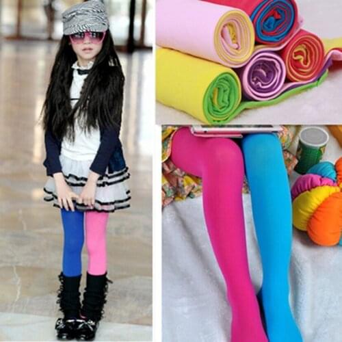 Candy Color Mixed Tights for Girls Patchwork Baby Stretch Trouser Skinny Pants Kids Dance Pantyhose Stocking 3-9Y