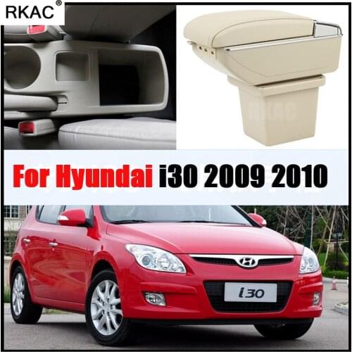 RKAC leather LUXURY 7 USB stocket For Hyundai i30 2009-2013 Dual Layer Armrest Cup Holder Center Centre Console Storage Box