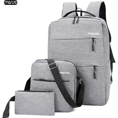 MOSISO 3pcs/set 15.6 inch Laptop Backpack USB Charging Men Travel Backpack Large Capacity Teenager Male Mochila Back Waterproof