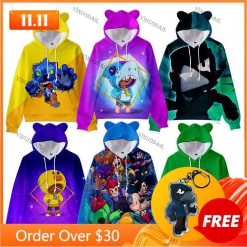 Cute Cat Ear Kids Hoodie Spike Childrens Wear Game 3d Swearshirt Boys Girls Tops Hoodie Browlings Shark Hoodies Clothes