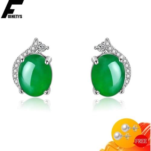 Bali Jelry Retro Women Earrings 925 Silver Jewelry Oval Shape Emerald Ruby Zircon Gemstone Stud Earring Accessories for Wedding