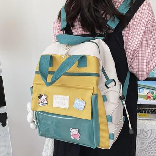 High Quality Waterproof Nylon Women Backpack Fashion Magnetic Button Portable Small Rucksack New School Bag for Teenage Girls