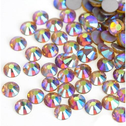 All Sizes Lt.Colorado Topaz AB Glass Crystal Non Hotfix Rhinestones Nail Art Stone Glitter Rhinestone for Nails Art Design H0063