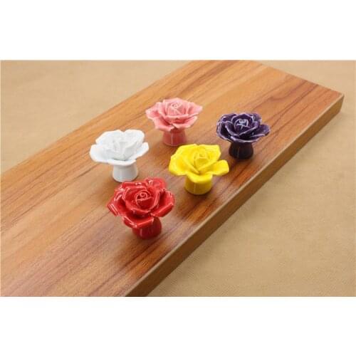 Rose color high grade quality cabinets Handles, never shade, Hand Pinch Flower home furniture hardware knobs