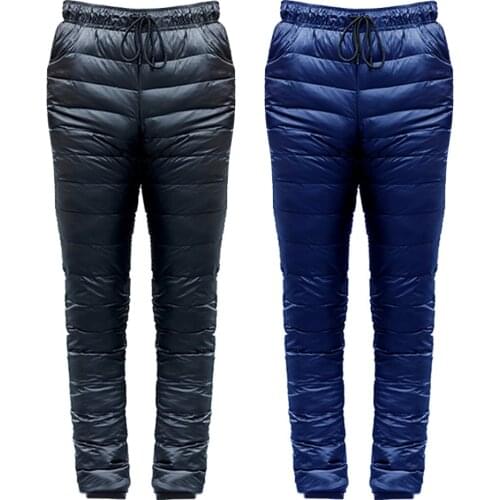 Winter Goose Down Pants Outdoor Camping Skiing Pants Thicken Waterproof Trousers S-5XL Men Women Goose Down Pants