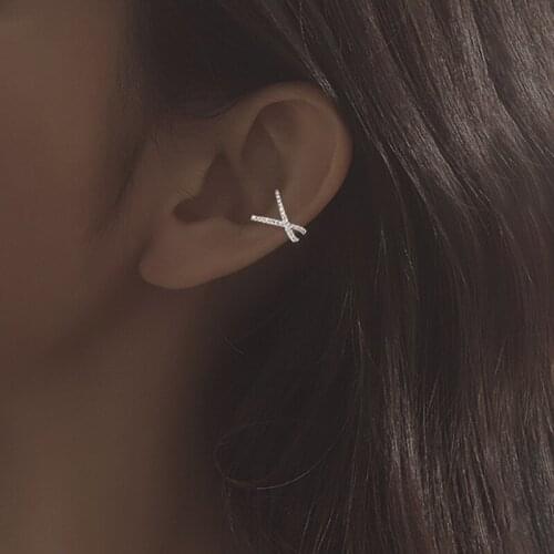 1 Pcs 925 Sterling Silver Punk Cross Ear Cuff Clip on Earrings For Women Without Piercing Jewelry eh447