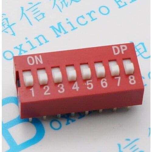 10Pcs/Lot Red 8 Bit 2.54 Straight 8P Dial Code Switch 8 Bit Out Of Code Switch Foot From 2.54Mm Flat Dial Toggle Switch