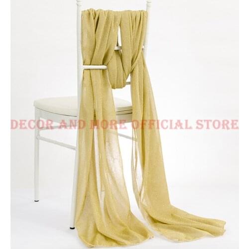 100PCS Polyester Solid Gold Chair Sashes Hotel Party Wedding Chair Covers Shining Decor Chair Ties Chair Hood 70X300CM