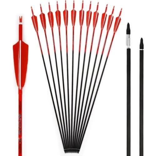 12pcs 32/33 inches Carbon Arrows Spine 300 340 400 500 600 700 800 With 4" Natural Feather for Longbow Recurve Bow Hunting