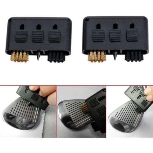 2pcs 3 in1 Pocket Carry Golf Club Brush Portable Golf Putter Wedge Ball Groove Cleaner Kit Cleaning Tool Black For Wood/Iron