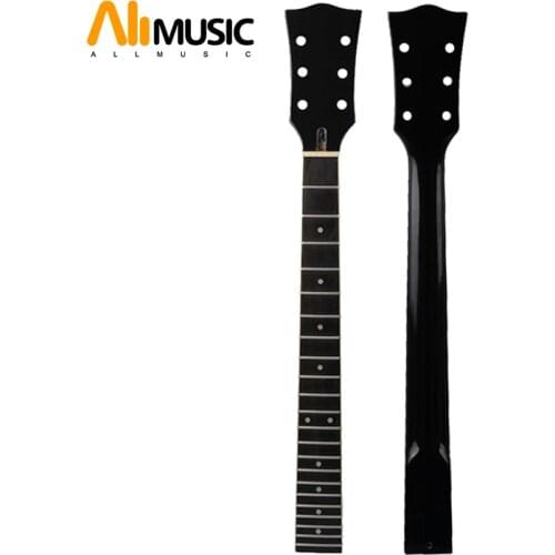 22 Fret Maple Rosewood fingerboard Guitar Neck with White Dot Binding Guitar neck for LP Electric Guitar Replacement Black Gloss