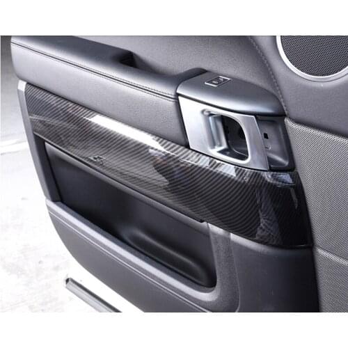 4pcs Carbon Fiber Style ABS Plastic Inner Door Decoration Cover Trim For Landrover Range Rover Sport RR Sport 2014-2017 NEW