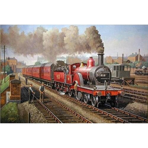 5D Diy Diamond Painting Full Square Diamond Embroidery Vintage Train Railway Cross Stitch Rhinestone Mosaic Home Decoration Gift