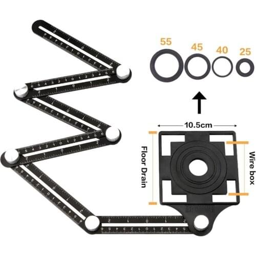 6-fold Construction Multi Angle Measuring Ruler Aluminum Folding Positioning Ruler Professional DIY Wood Tile Flooring Tool