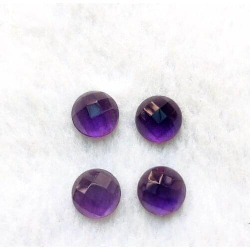 Promotion!!2pcs AA Quality Amethysts Bead Cabochon 10mm Faceted Round Gem Cabochon Ring Face for Jewelry making