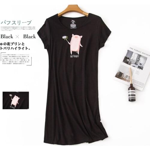 Brand Designer Homewear Women Casual Cartoon nightgown Ladies 100%Cotton nightdress Female Round collar Plus size sleep dress
