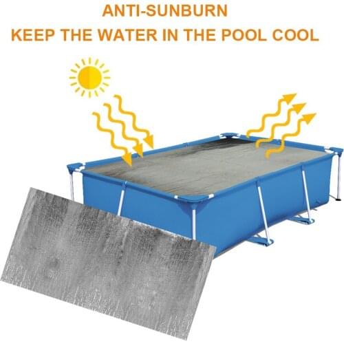 Swimming Pool Cover Dust Rainproof Pool Cover Silver Square Tarpaulin Durable For Family Garden Pools Swimming Pool Accessories