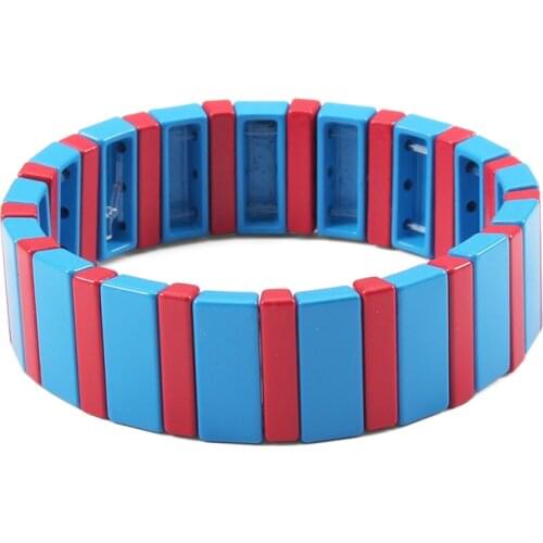 Enamel Tile Bead Friendship Bracelets Boho Elastic Adjustable Bracelet Multicolor Colorbloack Bracelet Best Friend Bangles Drops