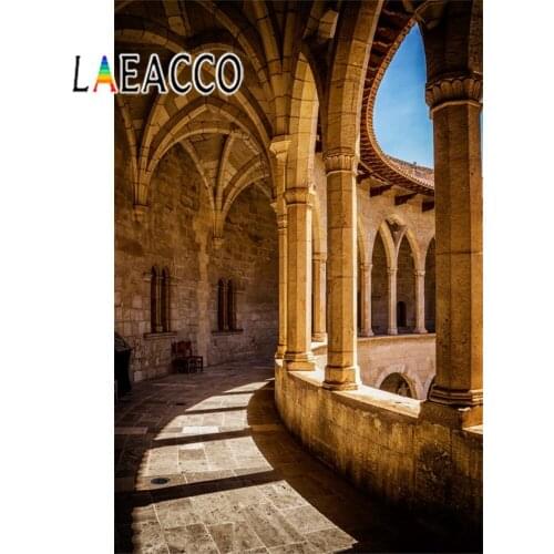 Laeacco Old Palace Stone Pillar Corridor Scenic Photographic Backgrounds Customized Photography Backdrops For Photo Studio