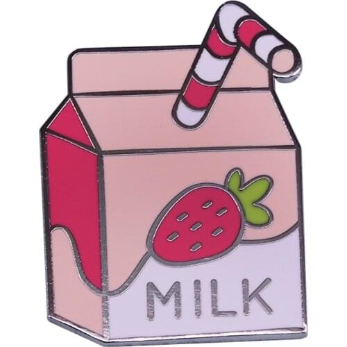 Strawberry milk! enamel pin cute Kawaii party favor unique gift for kids girls
