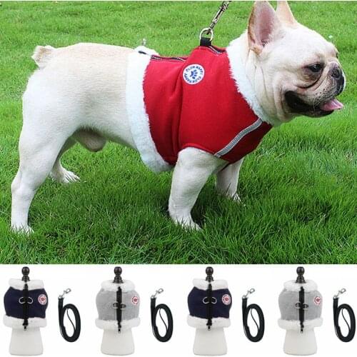 Winter Warm Dog Harness Vest Leash Set Thicken Soft Pet Harness Dog For Small Big Dogs Walking Training Belt French Bulldog