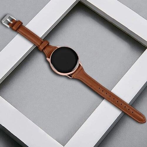 Leather Band For Galaxy Watch Active 2 40mm 44mm 20mm Slim Leather Wristband Strap for Galaxy Watch 42mm/Gear S4/Gear S2 Classic
