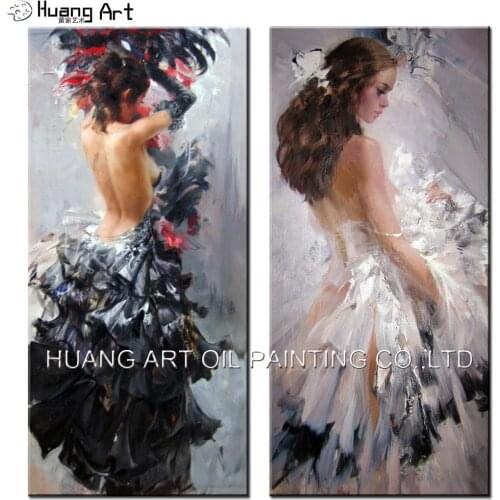 Beautiful Girls Sexy Back Painting Art Hand-painted High Quality Impression Long Hair Dancer Figure Oil Painting on Canvas