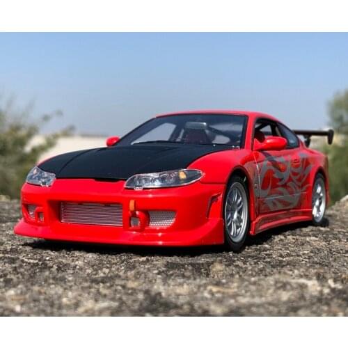 1:24 Diecast Toy Vehicles Nissan S15 Silvia Sports Car Alloy Model Cars Collection Ornaments Gifts for Children